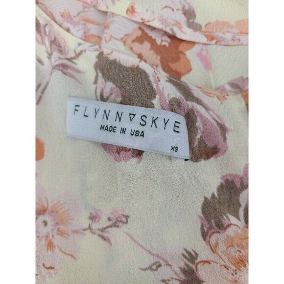 New Flynn Skye Cream Blossoms Mimi Mini Dress Womens XS Ivory Floral Rayon - Picture 6 of 7